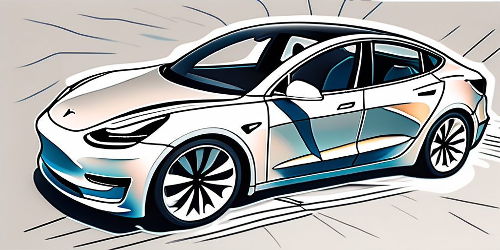 A tesla model 3 in a sleek