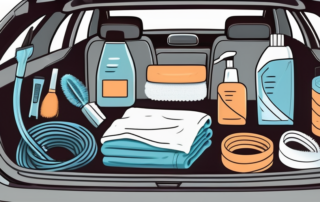 An ultimate car cleaning kit with various tools and supplies like vacuum