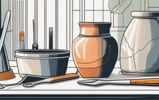 A ceramic vase being sealed with a shiny