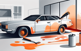 A car in the process of being painted