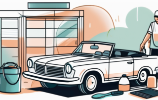 A convertible car with its top down