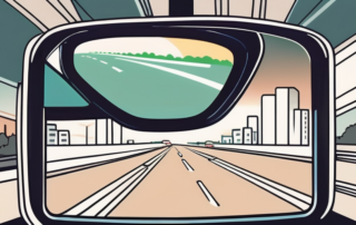 A car's rearview mirror