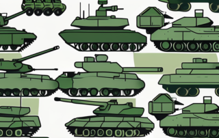 Various military equipment such as tanks