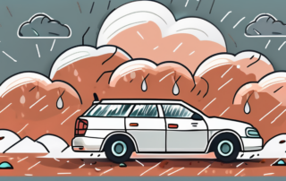 A car with visible hail damage