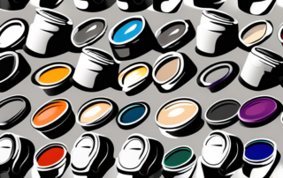 A variety of car paint cans with different colors and finishes