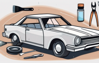 A car's hood with a noticeable chip or crack