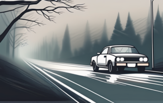 A car with dim headlights on a dark