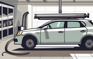 A car exhaust pipe being temporarily fixed with a few basic tools and materials