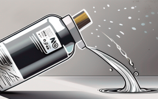 A spray can of clear lacquer being applied to a surface covered in spray foil