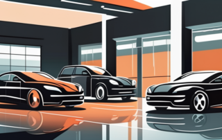 Several black cars with shiny