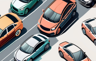 A variety of cars in a dealership setting