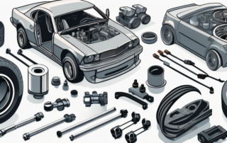 Various car parts such as an engine