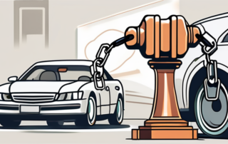 A car with its license plate being swapped