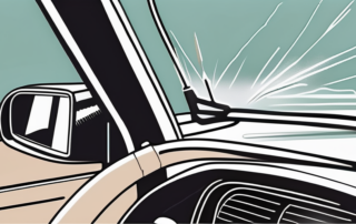 A car windshield with visible scratches and a set of tools commonly used for scratch removal