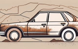 A car with visible rust spots alongside various types of sandpaper
