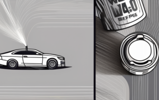 A car with visible scratches being sprayed with a can of wd-40