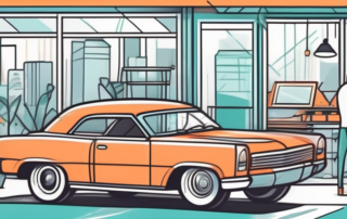 A car being painted in a vibrant