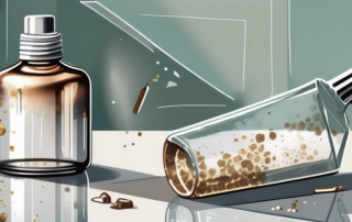 A piece of glass with remnants of foil on it