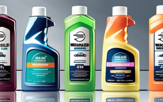 Several different types of windshield washer concentrate products lined up