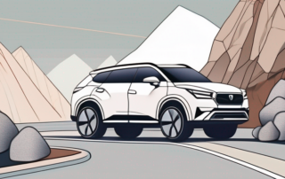 A car parked on a mountain road