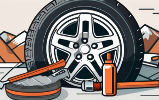 A car tire with visible deformities