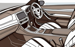 A car interior focusing on the worn-out leather seats