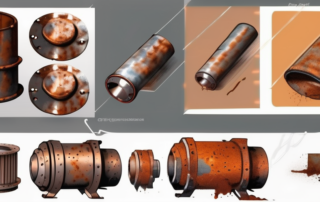 Various rusted metal objects before and after the application of rust converter