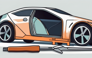 A small car with a noticeable dent on its side