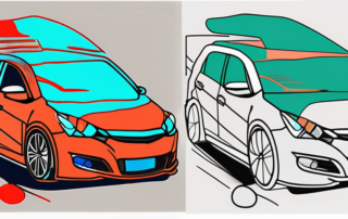 A car before and after being touched up with a paint pen