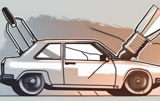 A car partially covered with a peeling-off adhesive film