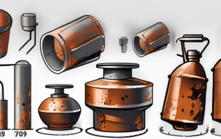 A variety of rusted metal objects before and after the application of rust converter