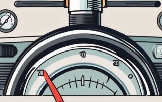 A car tire with a pressure gauge attached to it