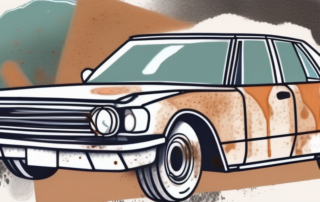 A car with visible rust spots on the surface