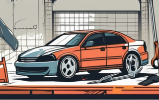 A plastic bumper repair kit with various tools and a damaged car bumper