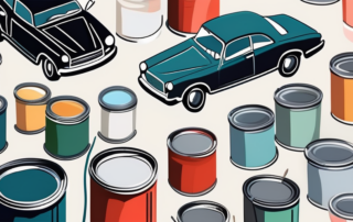 A variety of paint cans in different colors