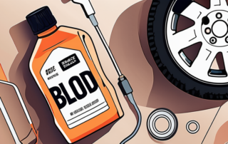 A bottle of brake fluid with a price tag