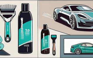 Various tools and products used for car paint sealing