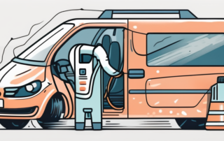 A car being detailed both inside and outside