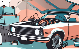 A car with its hood open