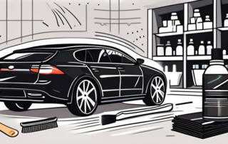 A black car with visible scratches on its surface