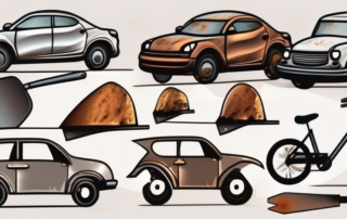 Various metallic objects like a car