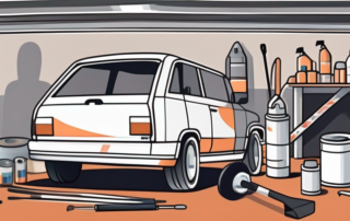 A car in a home garage