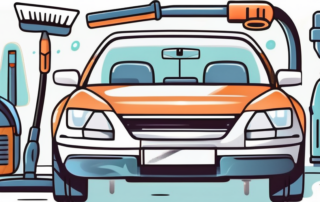 A variety of car maintenance tools such as a sponge