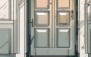 A dented door with a few tools nearby