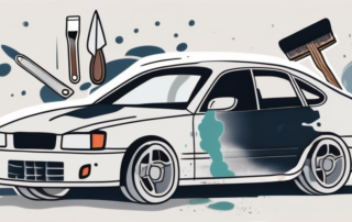 A car with patches of paint visibly removed