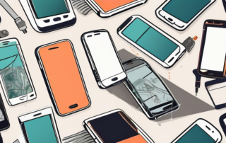 Various types of smartphones in different stages of repair