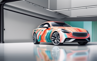 A car with half of its body covered in bright