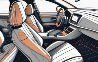 A car interior with various cleaning tools like a vacuum cleaner