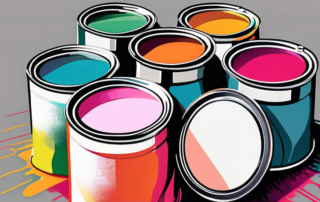 Various car paint cans with different vibrant colors