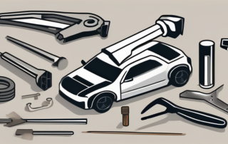 Various auto body repair tools such as a hammer
